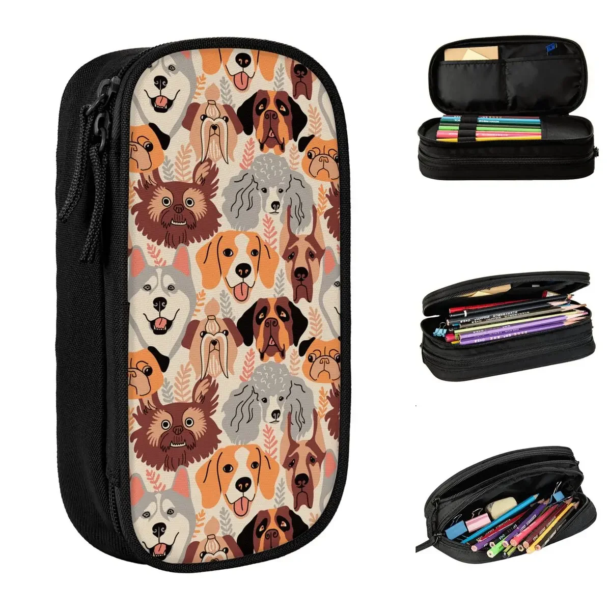 

Funny Husky Beagle Mastiff Pug Pencil Case Animal Dog Lover Pen Bags Student Big Capacity Students School Cosmetic Pouch