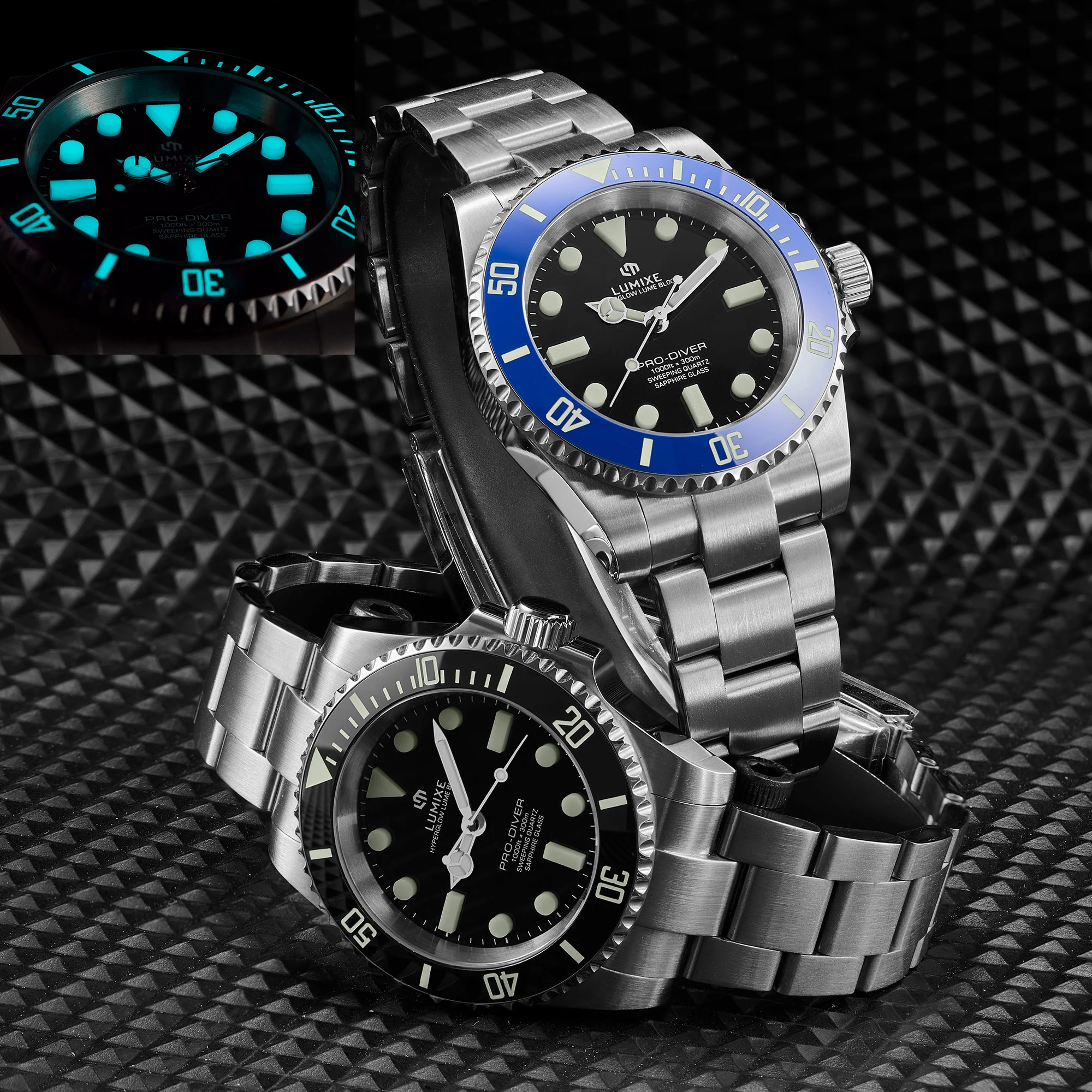 LUMIXE LX-01 Stainless Steel Watch Men's  Business Leisure Quartz Watch Waterproof Outdoor Sports Watch HYPERGLOW 3D SOLID LUME