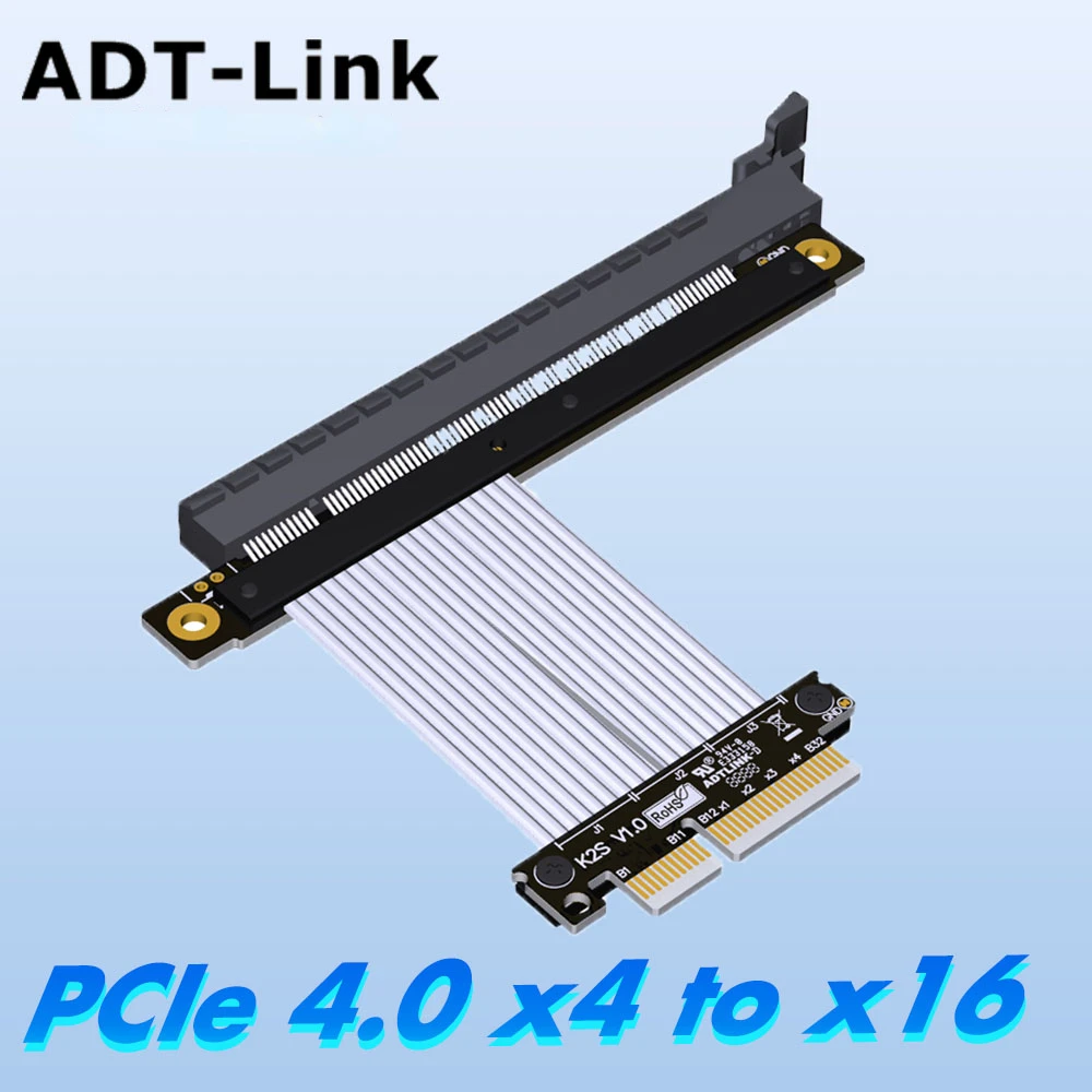 PCI-E 4.0 x4 to x16 Riser Jumper Cable for Capture Card RAID SSD Gigabit LAN USB Cards Graphics Card Extension 90° 180° 270° GPU