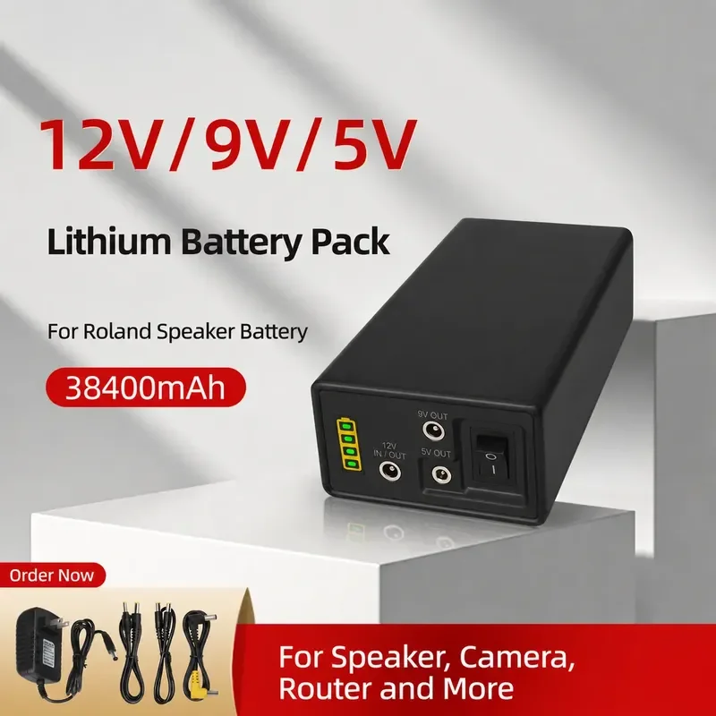 12V Lithium Battery Large Capacity 9V 5V Multi-Function Backup Power Supply for Roland Audio Router