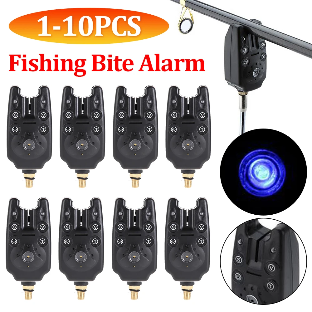 1-10Pcs Fishing Bite Alarm Adjustable Volume Sensitivity Sound Fish Bite Alarm Fishing Rod Swingers With Waterproof Fishing Tool