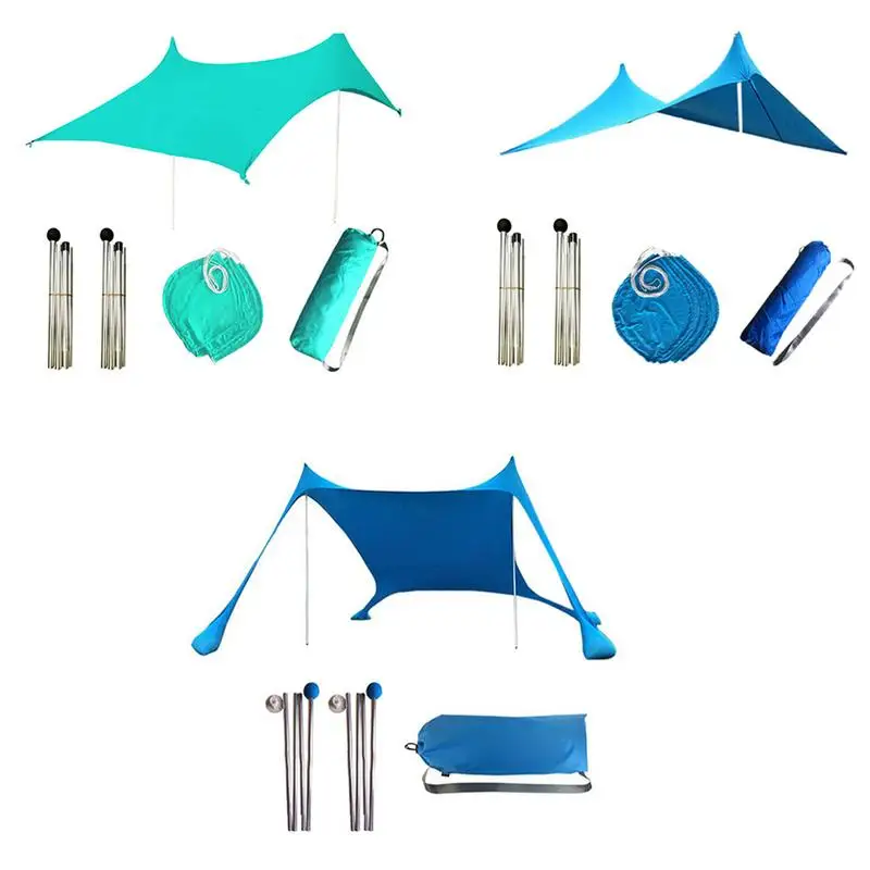 Large Family Beach Awning 3M*2.8M*2M Ultralight Sun Shade Tent With Sandbag UPF50+ UV Portable Beach Canopy Sun Shelter