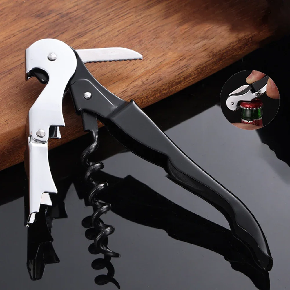 Professional Wine Opener Waiter Corkscrew Manual Double Hinge Bartender Key with Foil Cutter for Bar Kitchen Server
