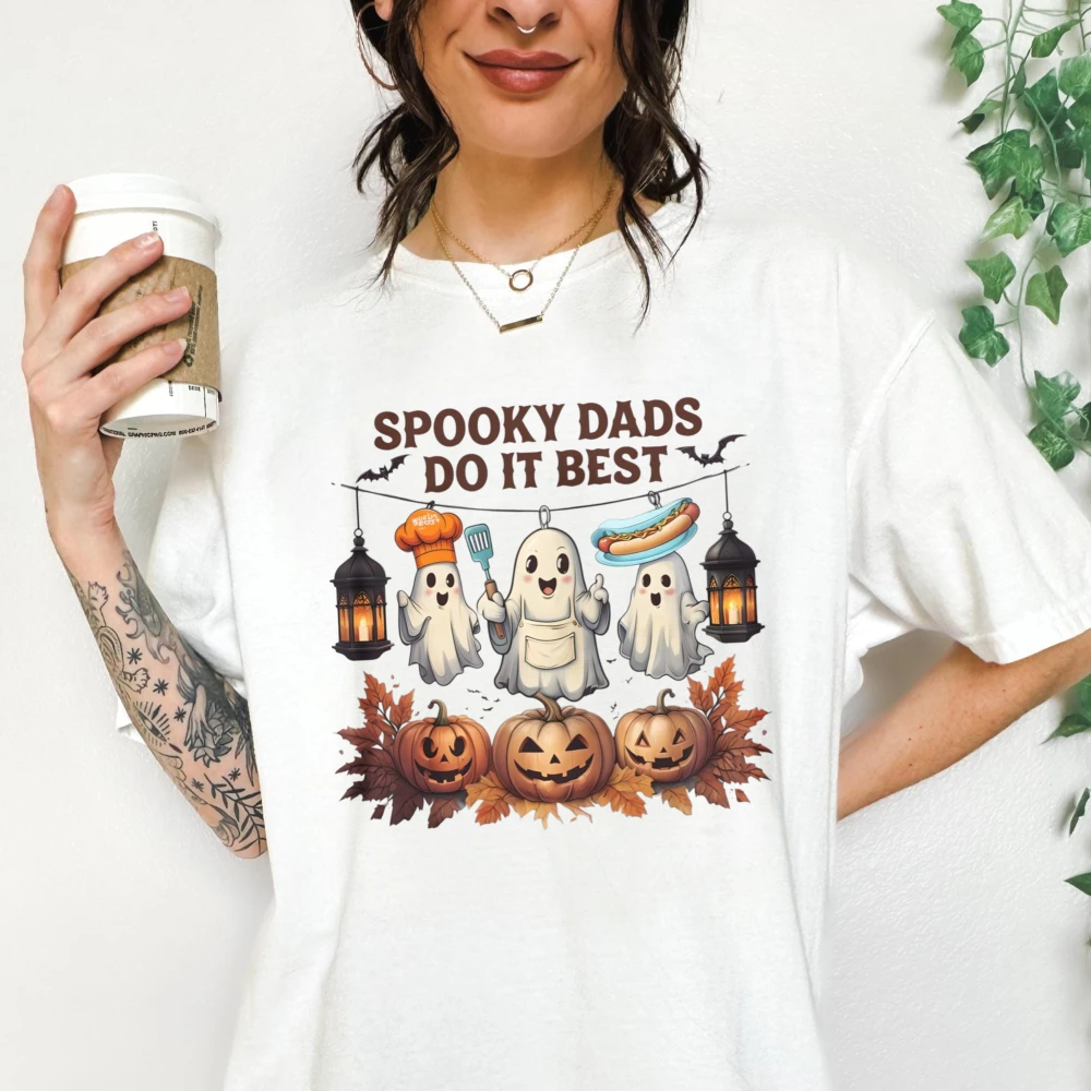 Spooky Dad Funny Tee Halloween Shirt Daddy Funny Hanging Ghost Boos T-Shirt BBQ Dad Shirt Fall Goose Costume Gift for Father