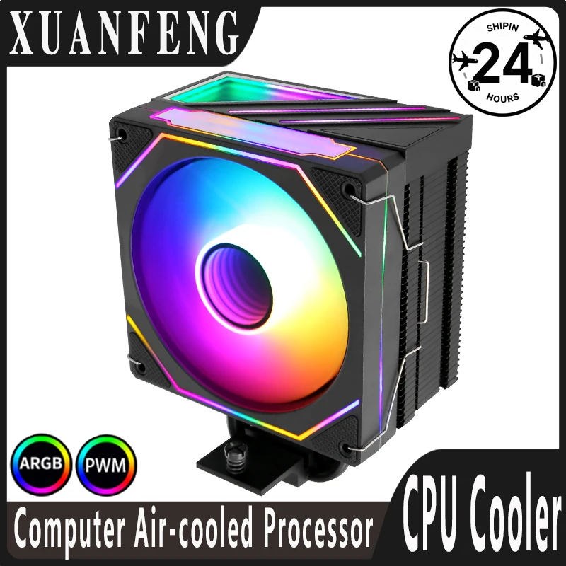 

XUANFENG Cpu AM4 AM5 Cooler ARGB 120mm Fan Upgraded Version 4 Heat Pipe x79 x99 Processor Compatible LGA115x 1200 1700 1851 2011