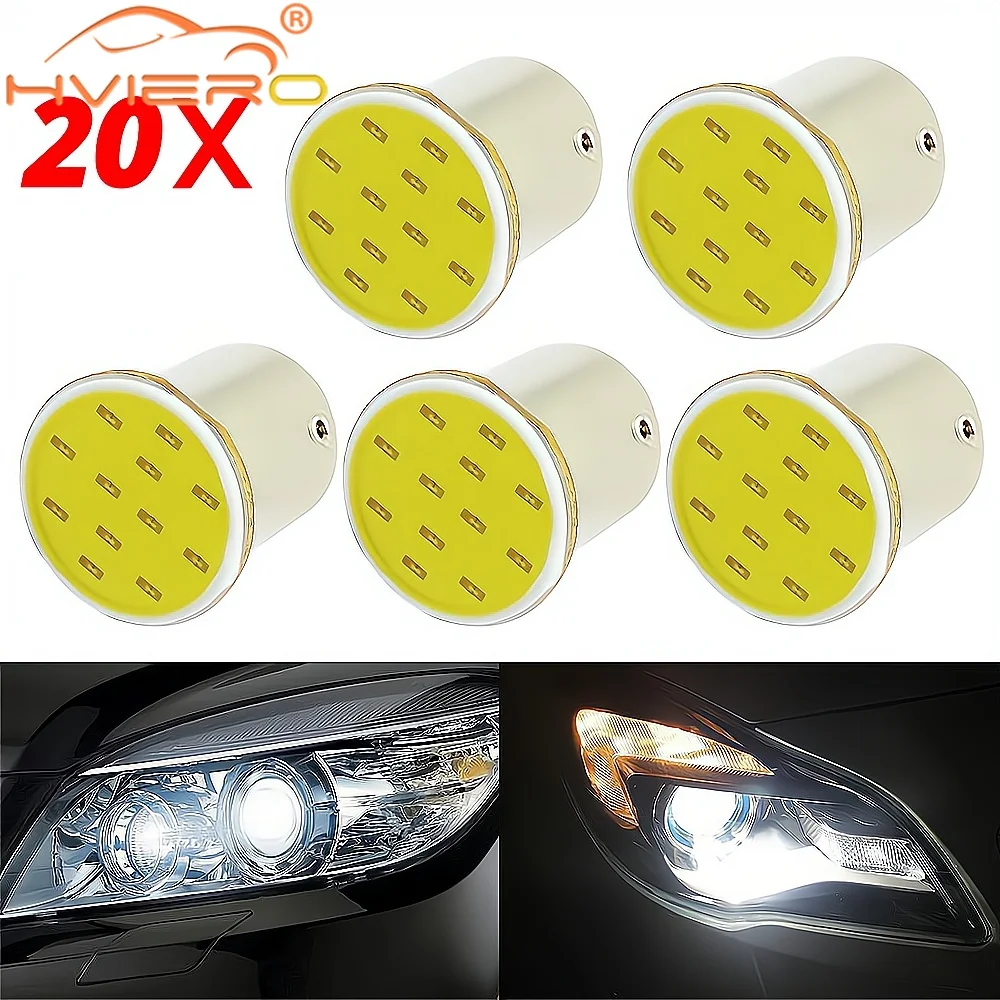 

20X 1156 BA15S 1157 BAY15D 12SMD P21w Brake License Plate Turn Signal Tail Bulbs Backup Truck Light Parking Auto Car Lamp White