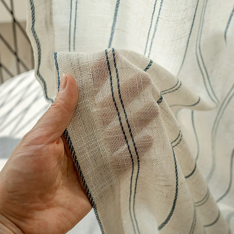 

Japanese-Nordic Minimalist Linen Sheer Curtains for Living Dining Room Bedroom Window Custom Szie