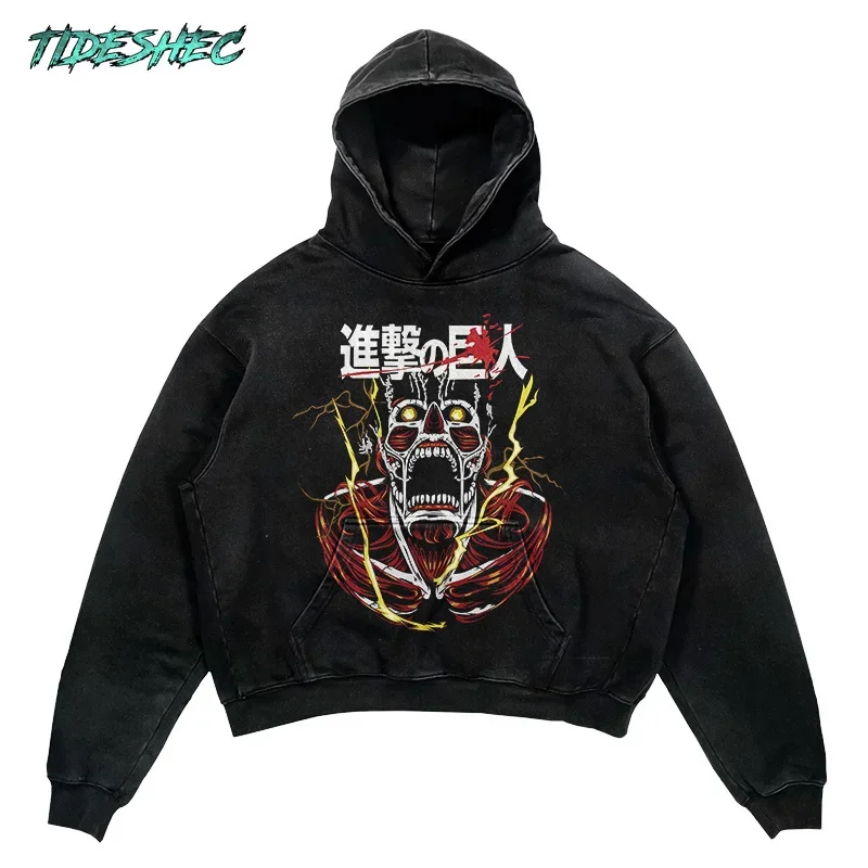 

Men's 2024 Graphic Hoodies Hip-hop Streetwear Cotton Anime Giant Printed Sweatshirt Oversized Retro Japanese Manga Hoodie JR03