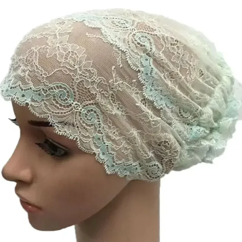 Chapeau intérieur pour femmes musulmanes, écharpe Hijab, bonnet en dentelle, turban, sous-écharpe, écharpe de sauna à fleurs ninja Islam, bonnet rond, couverture contre la perte de cheveux