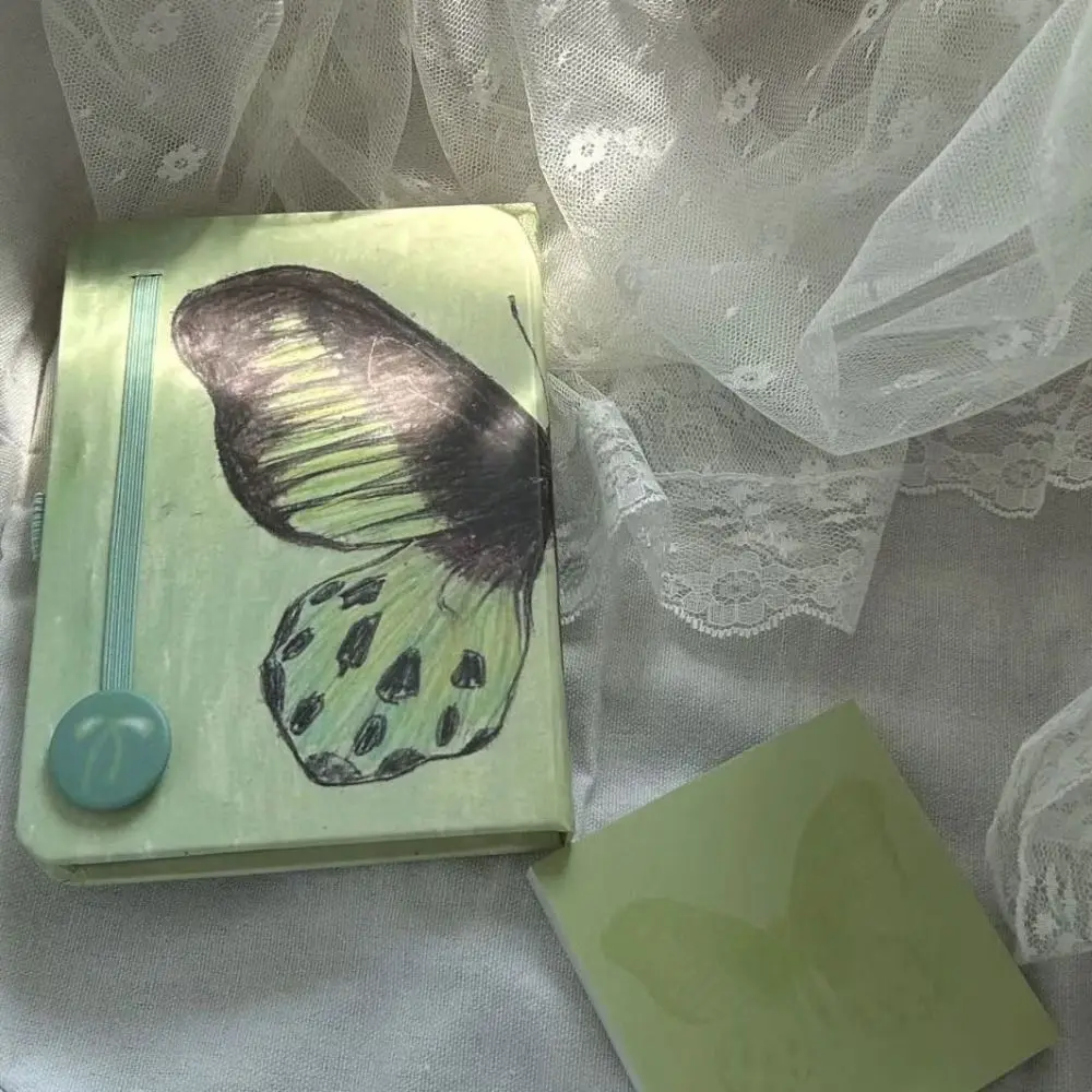 Blank Inner A5 Notebook Mint Green 80Sheets Butterfly Notebook Sketchbook Student Memoirs Journal Daily Planner Agenda Notepad
