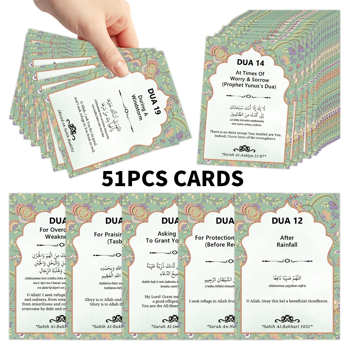 51Pcs Islamic Dua P…