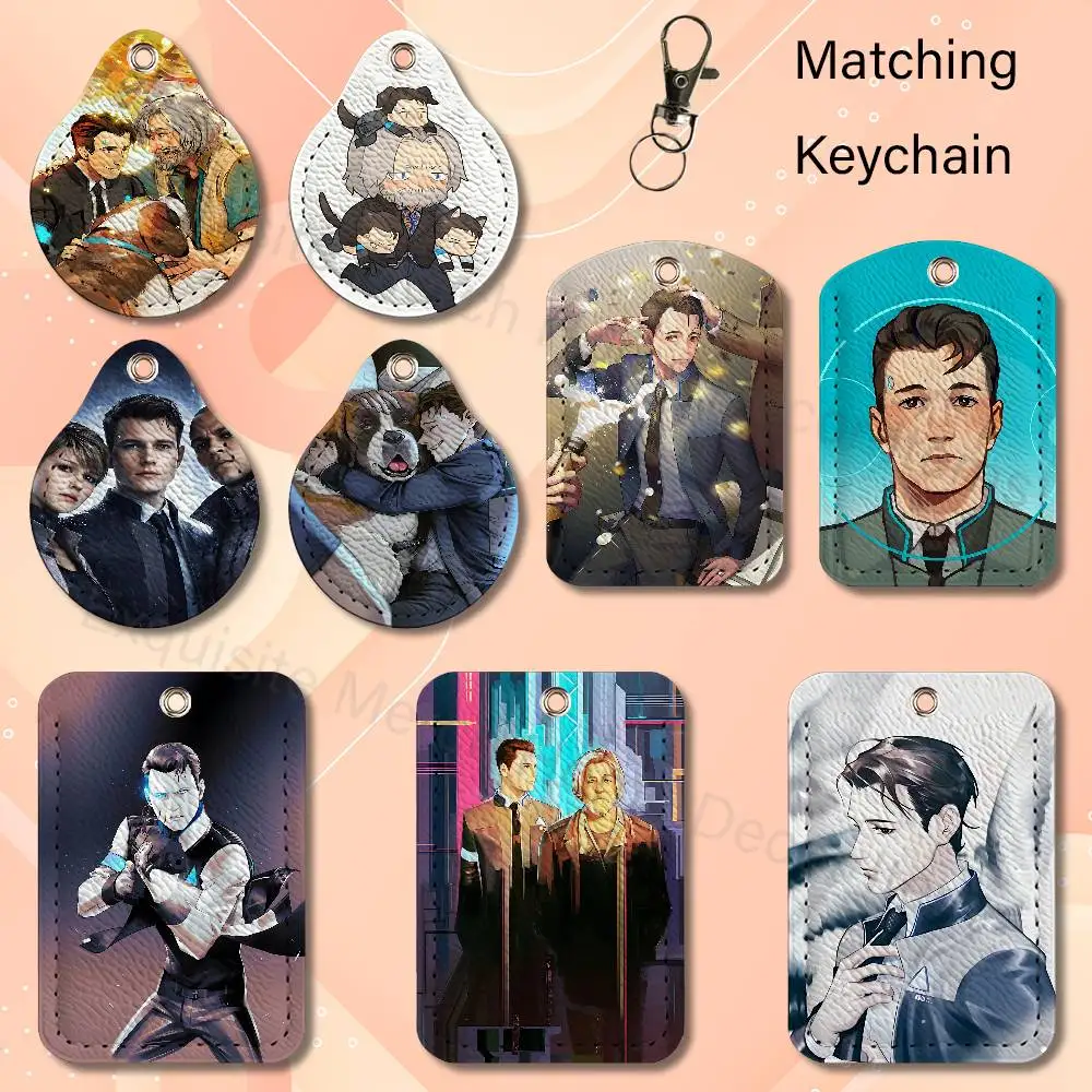 Game D-Detroit Become H-Human Card Holder Keychain Key Air Tag Ring Door Lock Access Protective Case For Security Gift