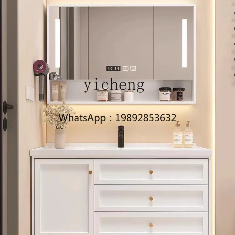 solid wood bathroom cabinet combination washbasin wash basin toilet ceramic integrated basin wash table bathroom