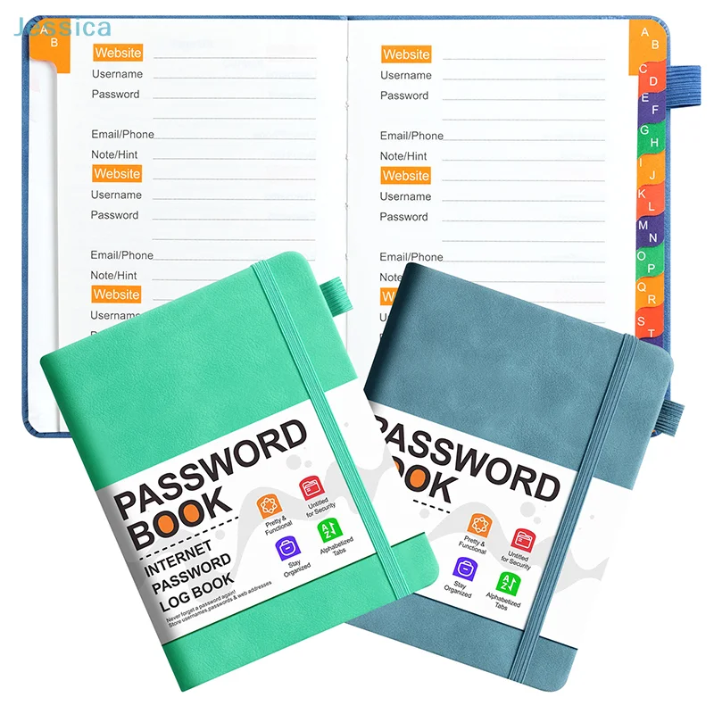 ♥ B6 Passwort-Notizbuch mit farbigem Buchstaben-Index-Bandetikett, Notizbuch zur Aufbewahrung von Passwörtern