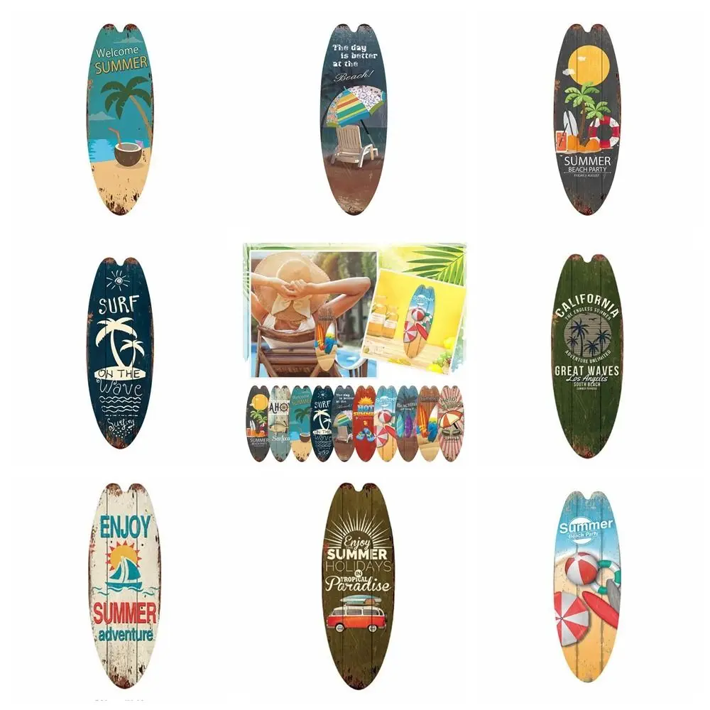 Wooden Pendant Exquisite Printing Wooden Surfboard Cool Easy to Use Marine Steering Wall Board Bright Summer Wall Ornament