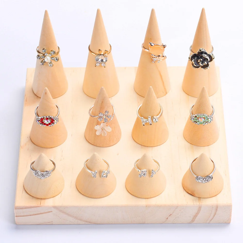 12 Cone Wooden Ring Display Organizer Storage Rack Elegant Jewelry Jewelry Holder Perfect for Retail and Personal