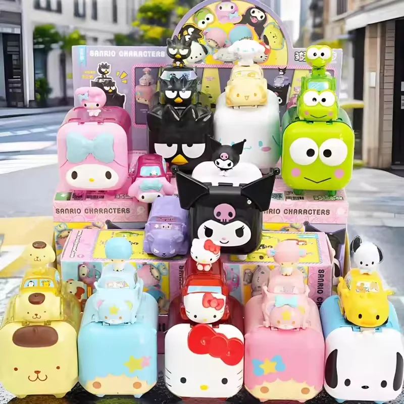 2025 النسخة الأصلية الجديدة Miniso صندوق أعمى ركوب الأسرة Kuromi صندوق أعمى Meileti حلية سيارة التراص الموسيقى لعب الأطفال هدية