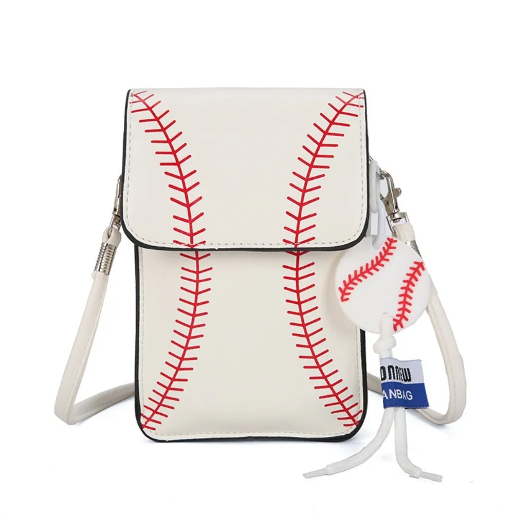 

PU Leather Square Shoulder Bag Lightweight Baseball Design Stylish Phone Bag Versatile Korean Style Crossbody Phone Pouch Female
