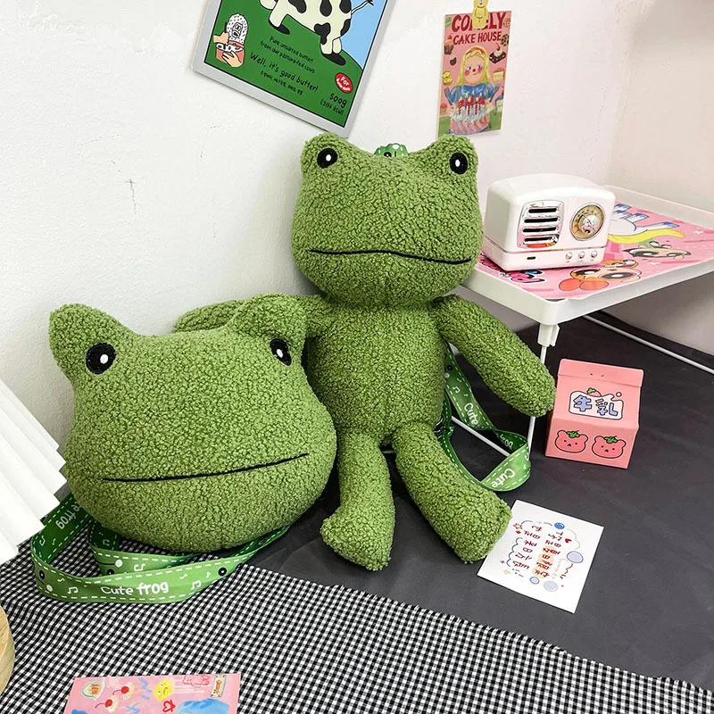 Cute Frog Plush Bag Toys Stuffed Animals Doll CrossBody Shoulder Bag Backpack Coin Purse Wallet Pouch Children Girls Boys Gift