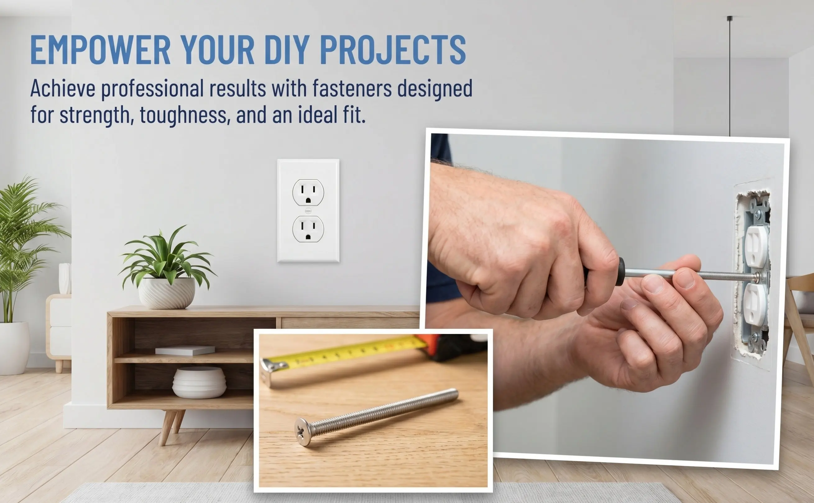 Long Electrical Outlet Screws Stainless Steel High Hardness Wear Resistant for Outlet Fixture Mounting