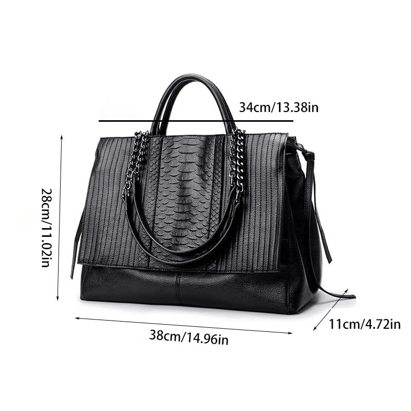 Designer Women\'s Handbag Luxury Crocodile Pattern Handbag Chain Women\'s Shoulder Bag Black Business Tote Bag