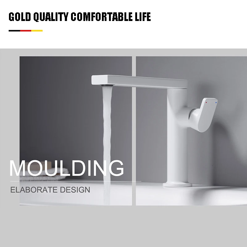 

Gold Single Hole Hot And Cold Face BasinFaucet Gun Grey Side Handle Table Basin Faucet Milky White Bathroom Faucet