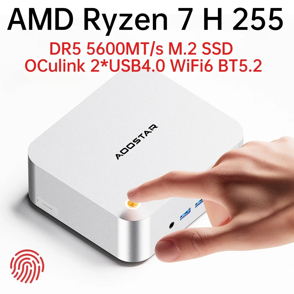 AOOSTAR MACO AMD Ryzen 7 H 255 Mini PC DR5 5600MT/s M.2 SSD بصمة فتح OCulink 2 * USB4.0 WiFi6 BT5.2 ألعاب الكمبيوتر #2