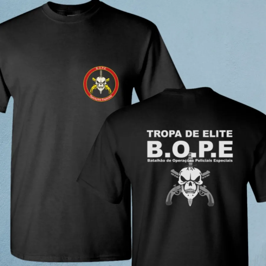 BOPE Brazil Special Elite Forces Military Tropa De Elite Men T-Shirt Short Sleeve Casual 100% Cotton Shirt