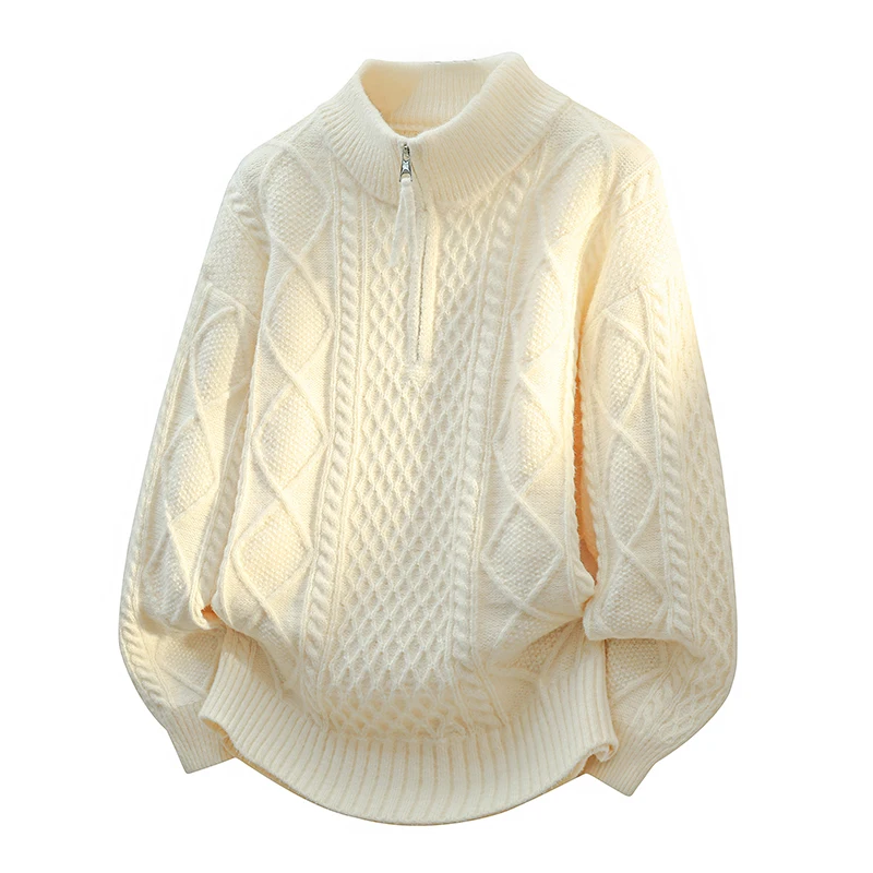 

Новинка 2025 года, слегка свободный свитер унисекс, ленивый роскошный стиль, клетчатый жаккардовый трикотаж, осень-зима, свободный крой, пуловер с круглым вырезом