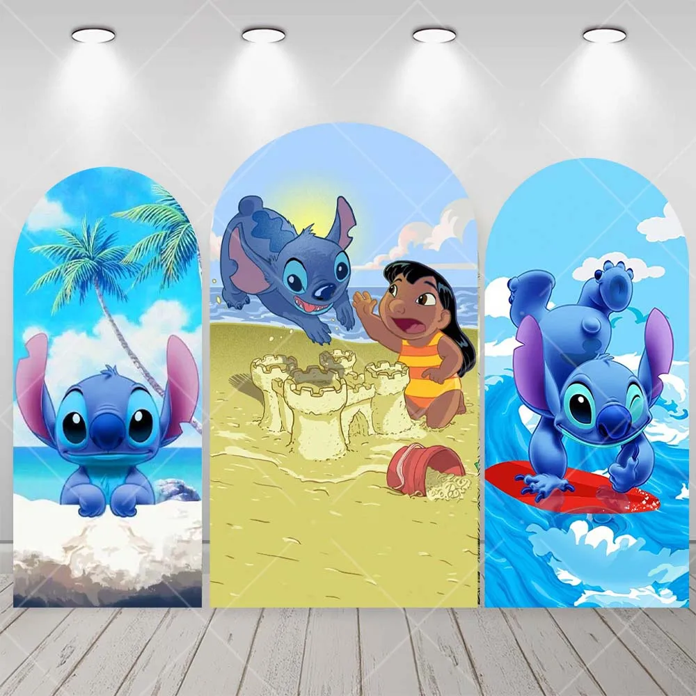 Disney Cartoon Stitch Sea Baby Kid Birthday Gift Party Cartoon Arch Backdrop Custom Kid Room Photography Poster Decor Background