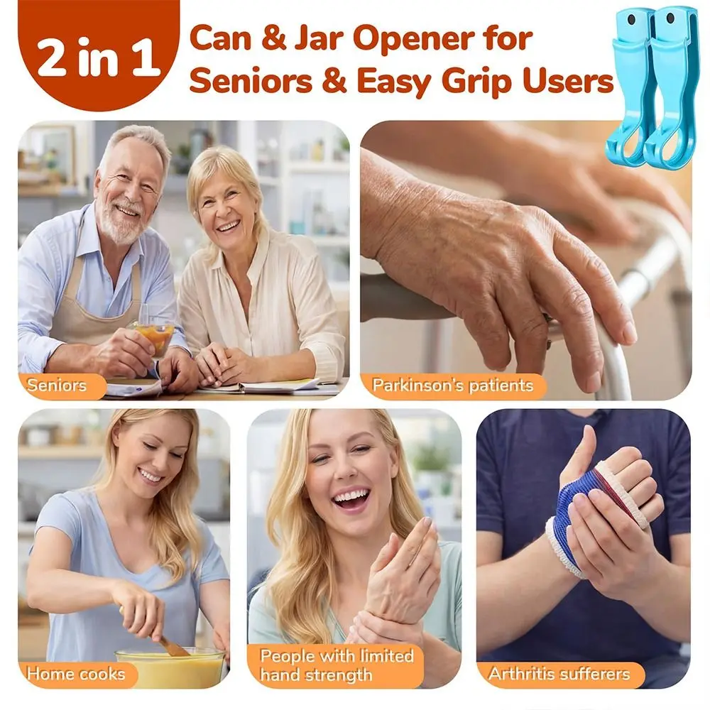 2-IN-1 Ring Pull Can Opener Hook Design Easy Grip Non-Slip Bottle Cap Opener Built-in Magnets Vacuum Seal Remover