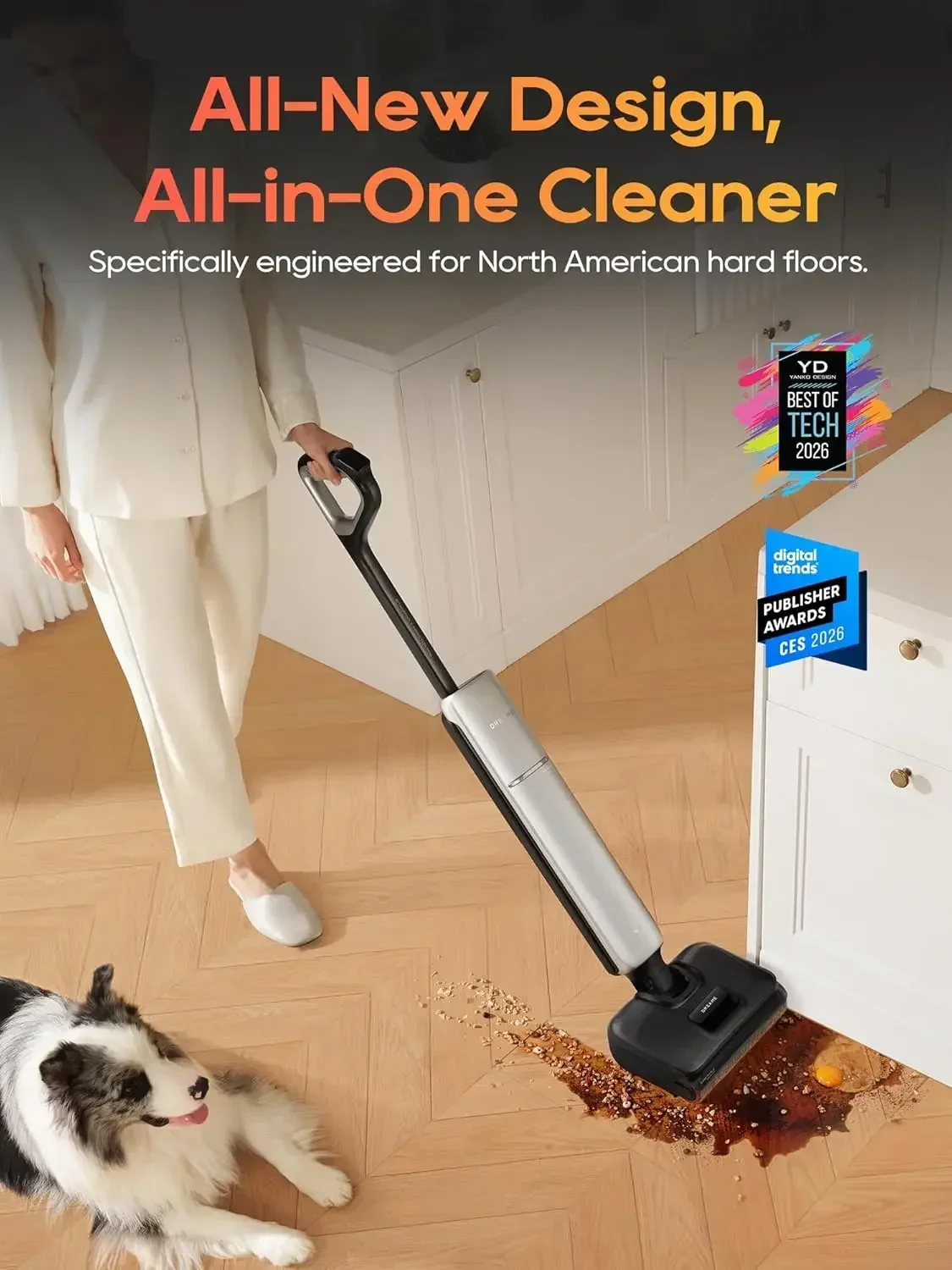 Hair Tangle Great for Pet Owner, Powerful Wet Dry Vacuum with 60min Runtime, Pick-up & Mop at The Same Time