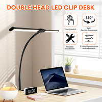 Double Head LED Desk Lamp Flexible Gooseneck Reading Lamp Foldable Table Lamp Dimmable Work Light Eye Protection Book Light