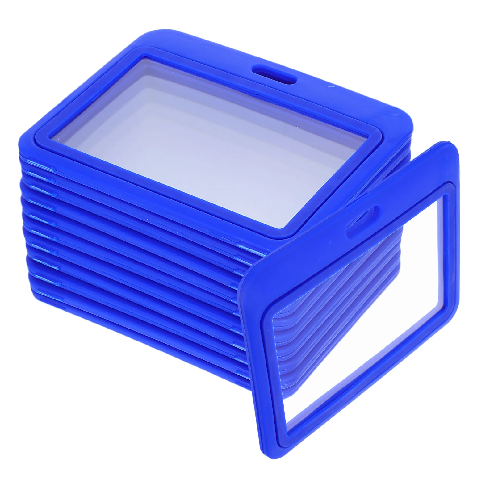 12 Pcs Transparent Double Sided Card Holder Plastic ID Badge Sleeves Horizontal Access Cover for Staff and Student Cards