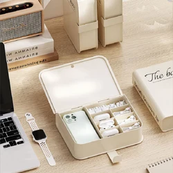 Cable Storage Box Dustproof Charger Headphone USB Divider Storage Box with Lid Home Office Wire Drawer Organizer Cable Organizer