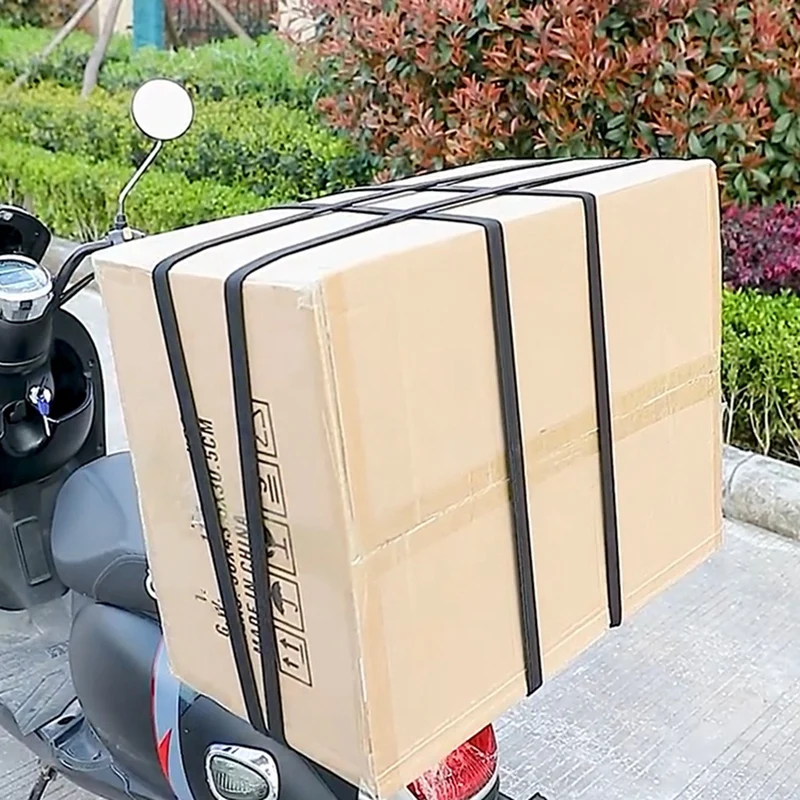 AB33 - حبال بنجي قابلة للتعديل مع مجموعة خطافات، أشرطة مرنة مسطحة للخدمة الشاقة بطول 2 أمتار، مع مشبك معدني قابل للتعديل (4 عبوات) #4