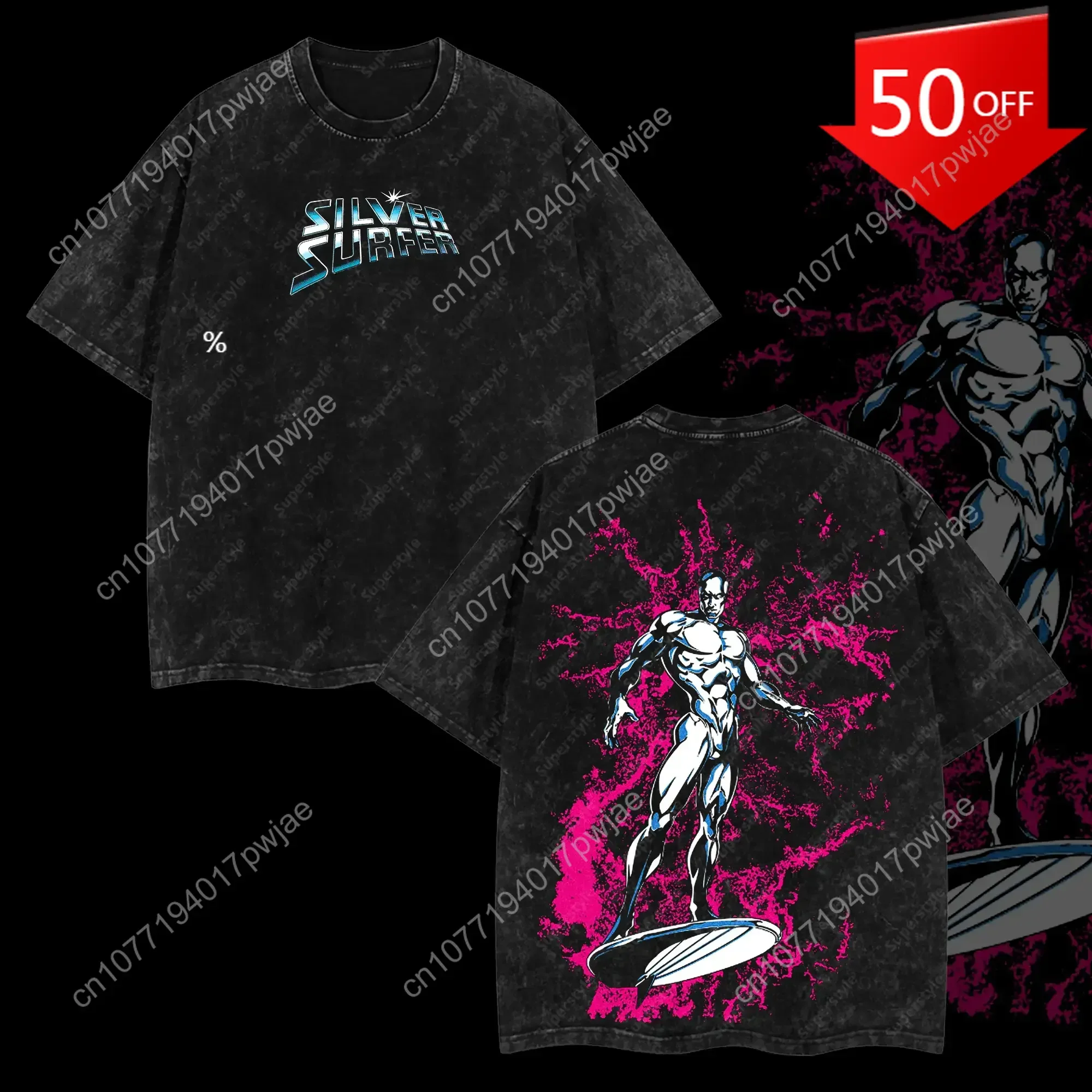 

Marvel Superstyle The Sentinel of the Spaceways "Silver Surfer" Fantastic Four MCU Superhero Comic Edition Double Printed