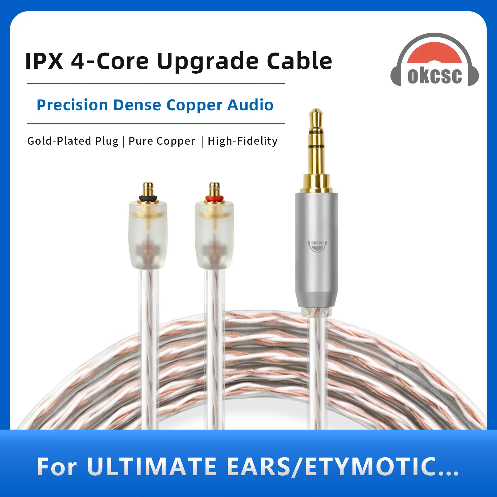 OKCSC Zbalansowany kabel słuchawkowy do IPX T2 LINUM ETYMOTIC EVO UE PREMIER WESTONE PRO X SERIES (X10X20X30X40X50) MACH80/70/60/50