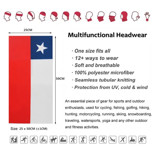 Imagen 2 del producto Polaina para el cuello con banderas nacionales de América del Sur, Bandana con bandera de Brasil, Chile, Colombia, Perú, para correr, senderismo, cubierta para la cara, bufanda de ciclismo Unisex
