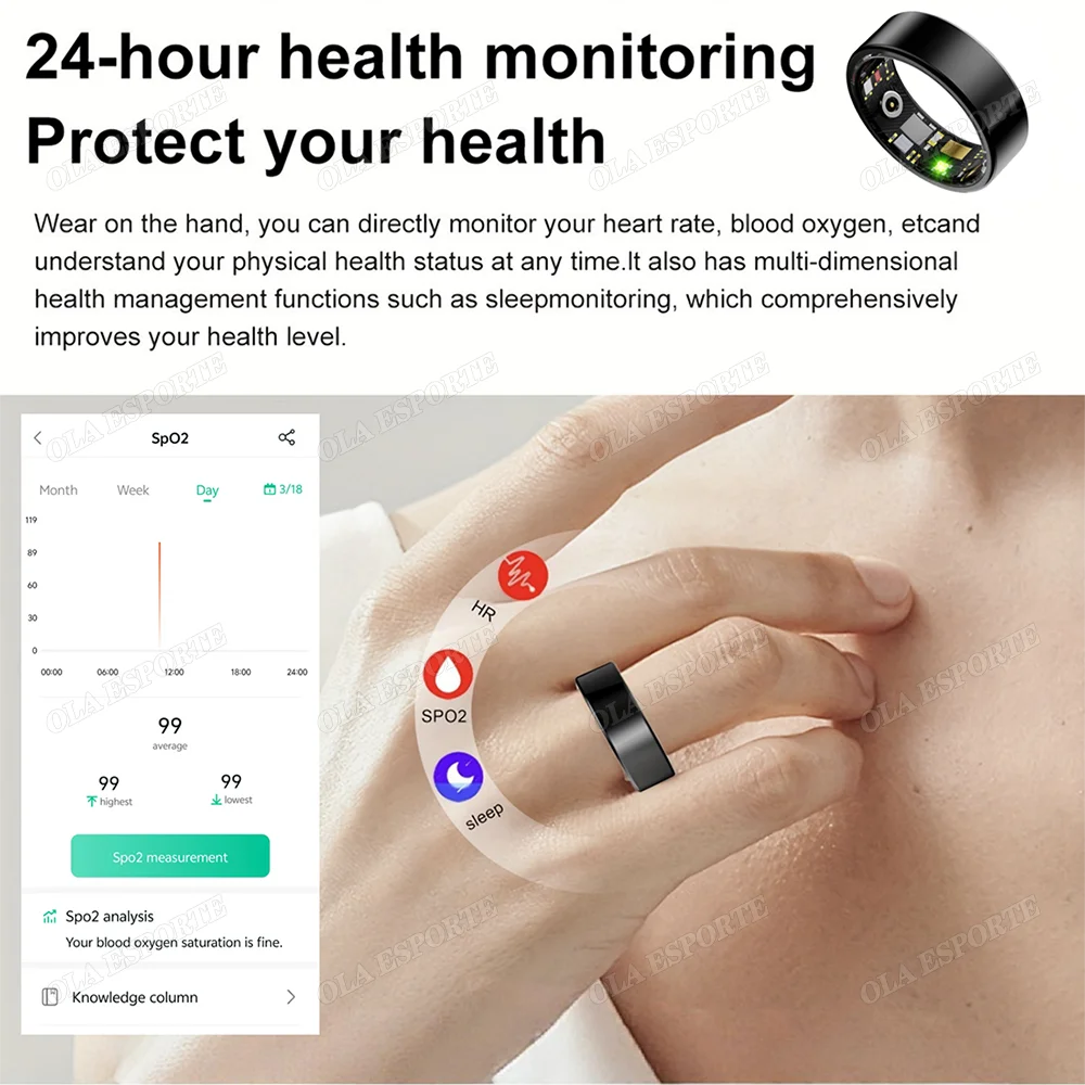 For Xiaomi Smart Ring Multifunctional Rings Bluetooth Health Monitoring Sleep Monitor Heart Rate Waterproof Men Women Smart Ring