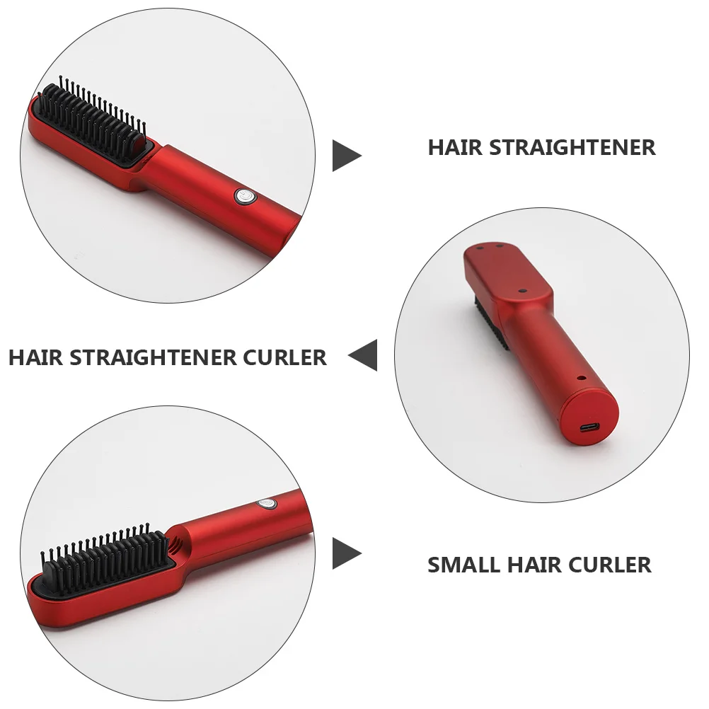 Piastra per capelli senza fili ricaricabile USB pettine portatile da viaggio bigodino per capelli denti arrotondati lisci strumento per lo styling antiscottatura