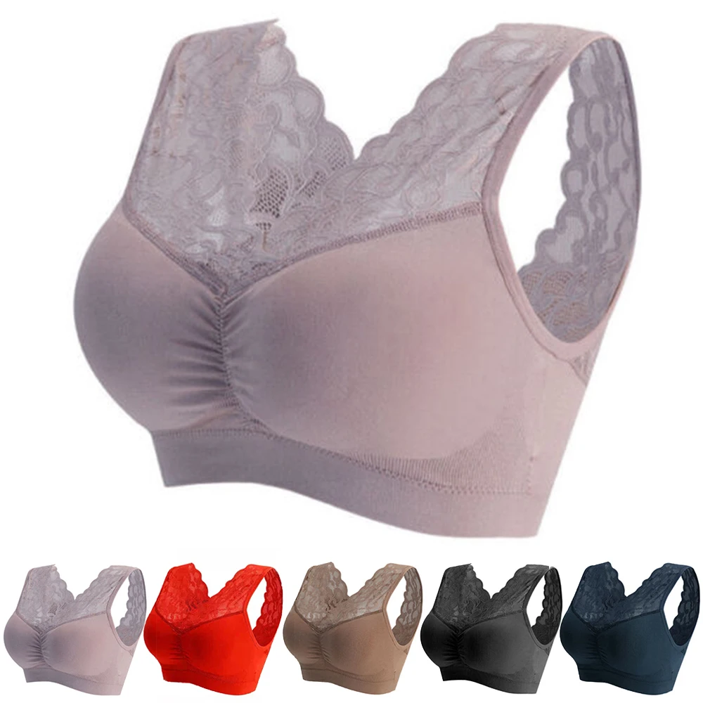 Woman Sport Brassiere Beauty Back Tank Top Push Up Bra Breathable Padded Seamless Plus Size Lace Underwear Sujetadores Sexys