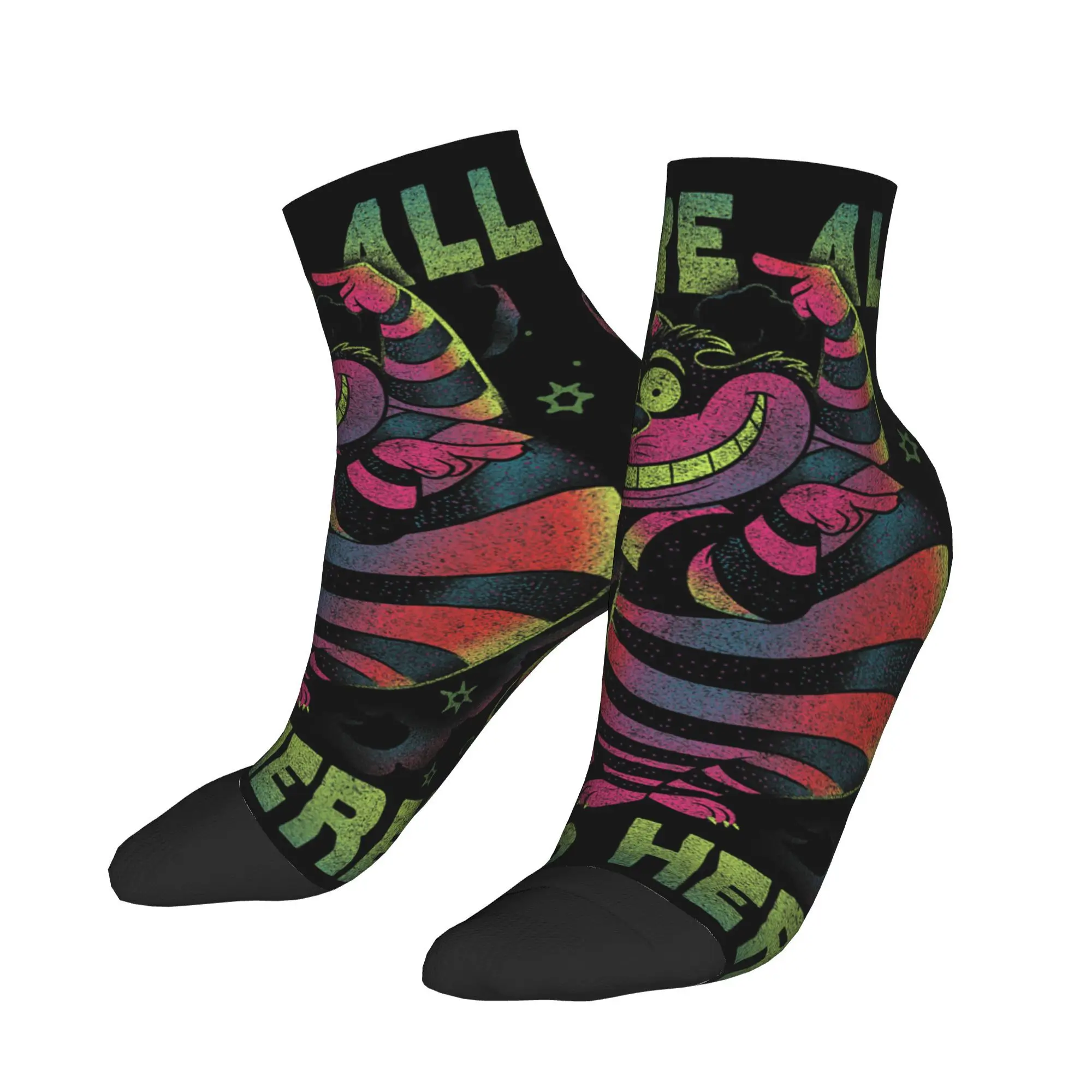 

Ankle Socks For Couple Alice In Wonderland Cheshire Cat Neon All Mad Here Casual Socks Design Anti Slip Comfortable Funny Sock