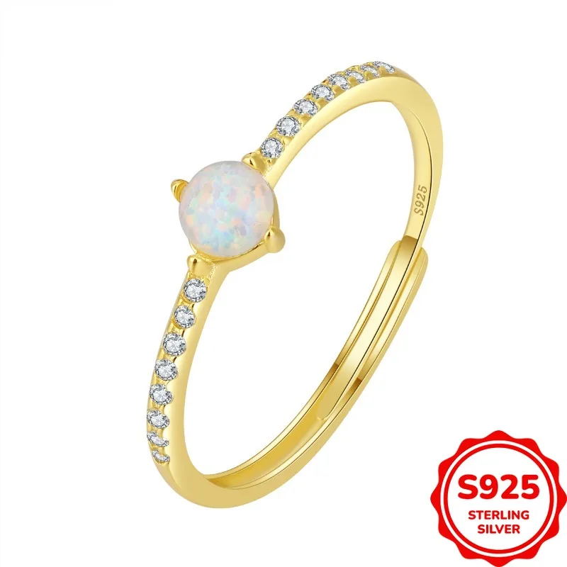 

Light Luxury High-end Authentic S925 Silver Round Moonstone Women's Commuting Versatile Ring