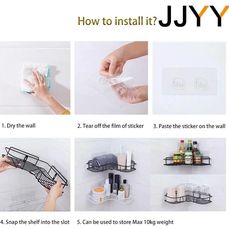 No Impact Angle Frame Bathroom Tripod Toiletries Rack Wall Mounted Storage Shelf for Dormitory Bathroom Organiser