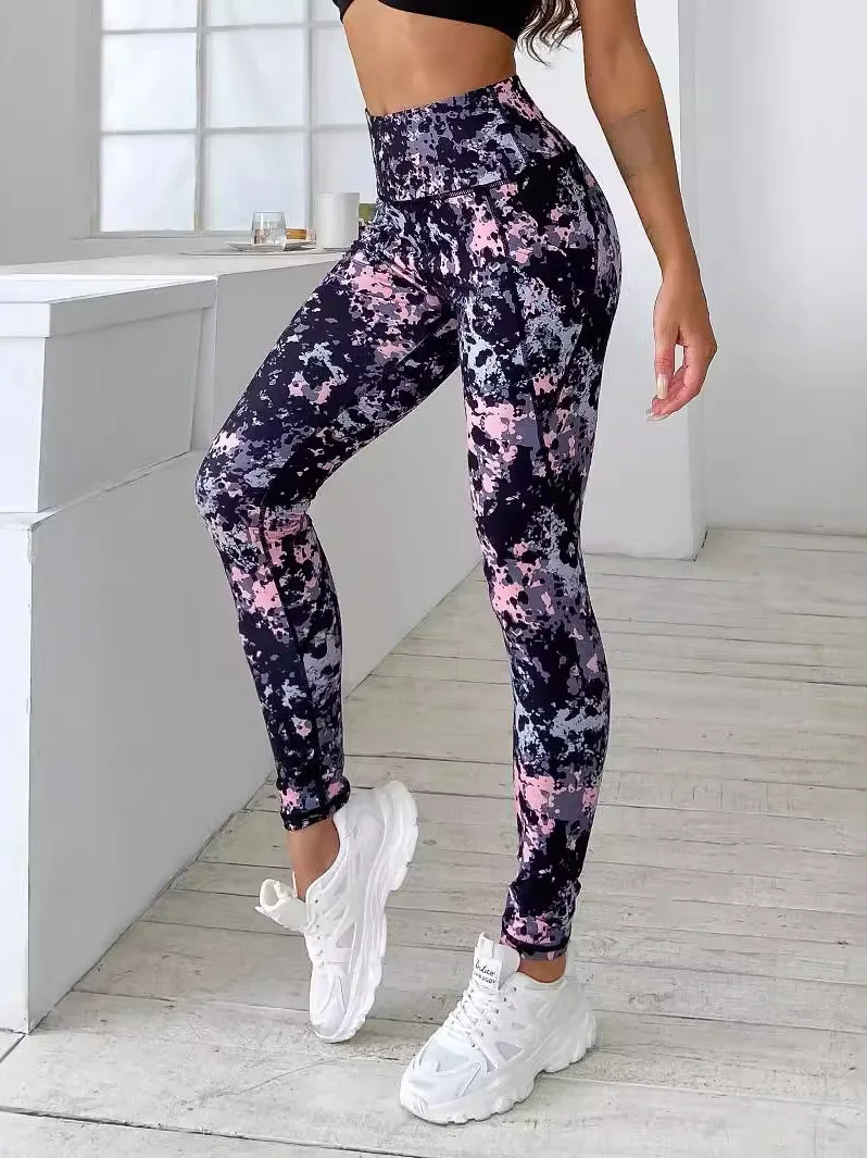 سبور التخسيس Fitn عادية يغطي الرجل عالية الخصر تسع نقاط السراويل المواد الأخرى المطبوعة السراويل القدم الصغيرة صيف 2025