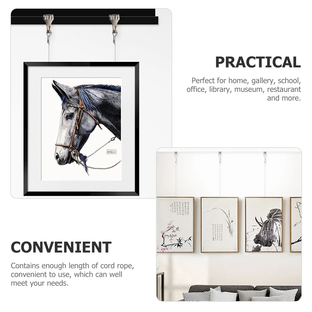 4 set Hanging Rope Hooks Adjuster Steel Wire Picture Picture Frame Cord For Hanging Frame Cord Set Hardware Photo Wall Nails