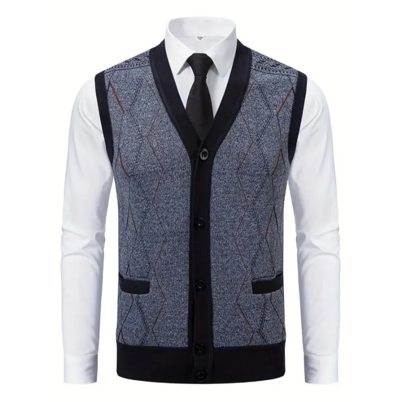 

Men's Knit Sweater Vest Warm Inner Wear Casual Citywalk Style Regular Fit Spring Season Fashion No Brand Registered Trademark