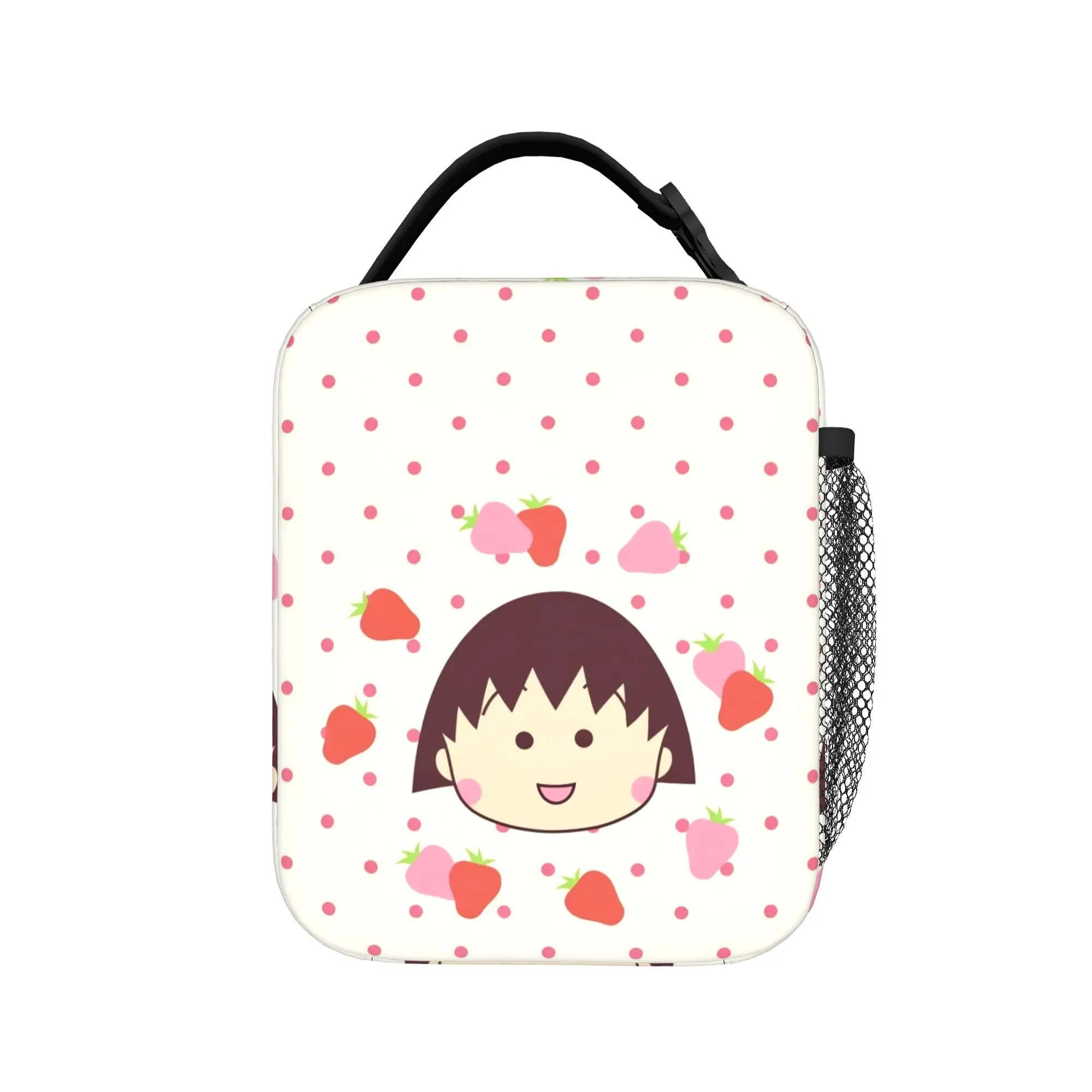 Marukos Strawberry Kawaii Polka Dot Insulated Lunch Bag Thermal Bag Reusable,Meal Container  High Capacity Tote Lunch Box