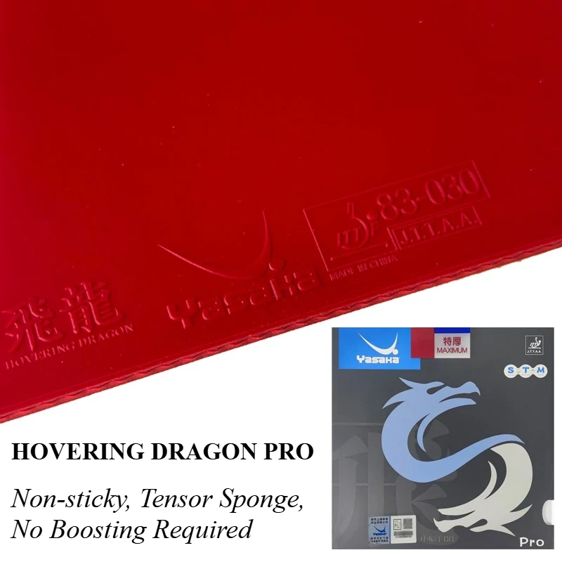 YASAKA HOVERING DRAGON PRO Table Tennis Rubber Sheet Non‑Sticky Pips-in Ping Pong Rubber with Tensor Cake Sponge Fast Attack